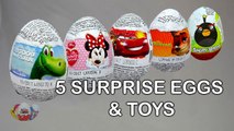 5 Surprise Eggs Unboxing !! Good Dinosaurus Minnie Cars Zootropolis Angry Birds Disney Pixar