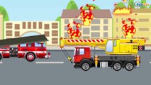Сoches de carreras y Сamión de bomberos - Carritos para niños - Dibujos animados de Coches