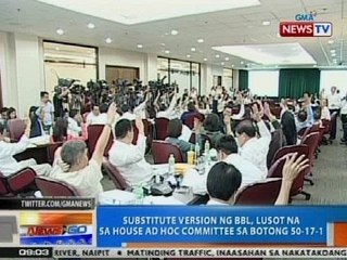 NTG: Substitute version ng BBL, lusot na sa House Ad Hoc Committee sa botong 50-17-1