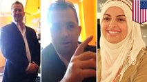 Coffee shop stories: Idiot caught on camera getting up close and harassing Muslim woman