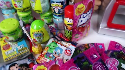 Candy Grabber Toy Challenge - WARHEADS! Extreme Sour Candy - Shopkins - Num Noms - Surprise Eggs