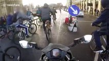 Young cyclists make biker stop and allegedly try to steal helmet-mounted camera