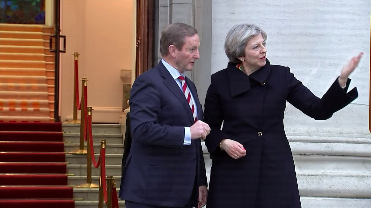 Enda Kenny welcomes Theresa May to Dublin
