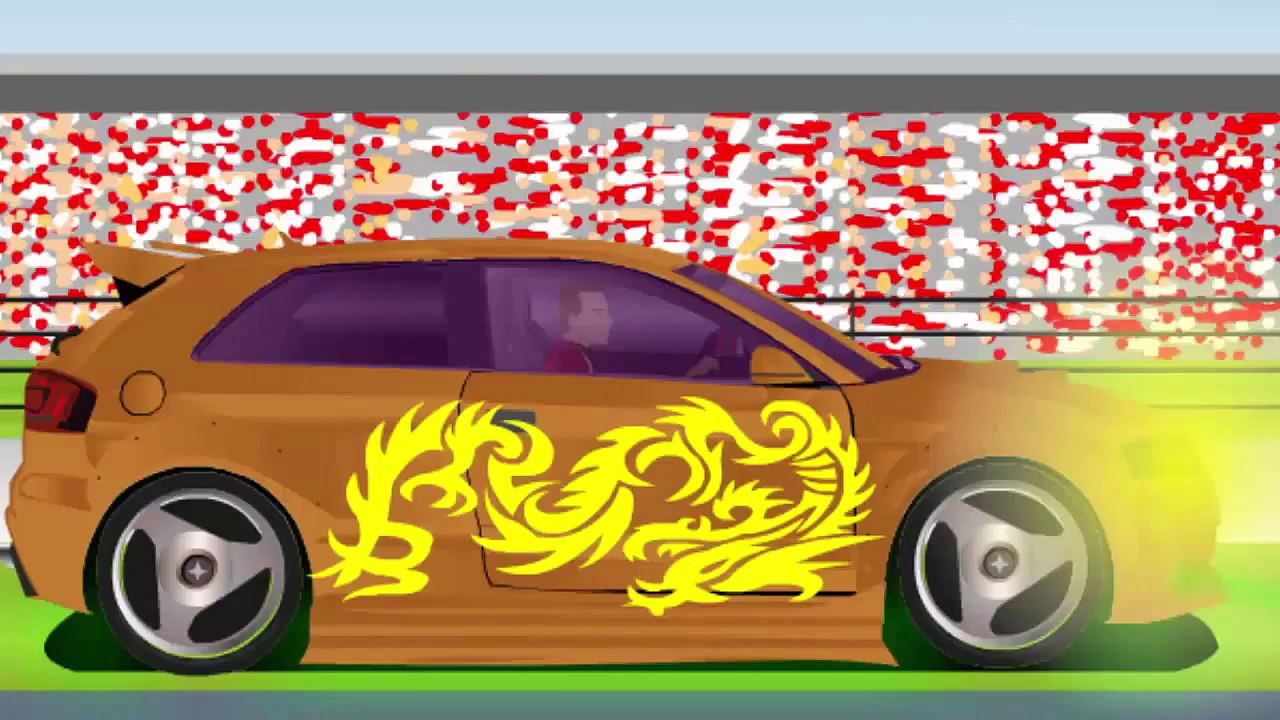 Car racing - ENGLISH - Audi A3 TDI - kids movie - the cars - cars cartoons for kids