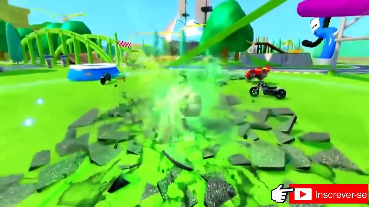 Homem Aranha Desenho Animado Em Portugues vs Hulk esmaga Carros Relâmpago Mcqueen desenho