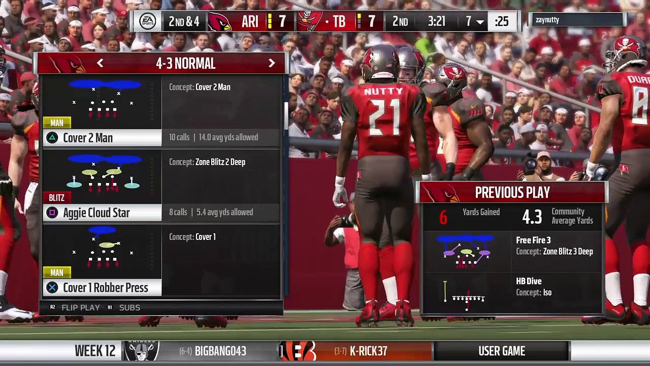 Madden 17 Strike group Cardinals vs Bucs