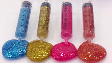 DIY Syringe How To Make Glitter Colors Slime Clay Learn Colors Slime Hello Kitty Doh