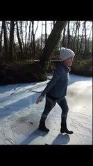 Tenton te hidhet mbi liqenin e ngrire, por shqiptarja