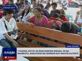 Saksi: 7 patay sa raid kontra droga; 39 na naaresto, nasermunan ni Mayor Duterte