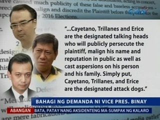Saksi: VP Binay, nagsampa ng P200m civil case vs. Trillanes, Cayetano, Morales atbp.