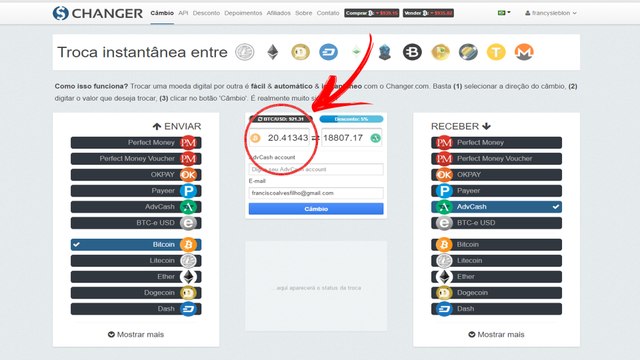 EXCHANGE (changer.com) o Melhor Site de Trocas de Moedas Virtuais