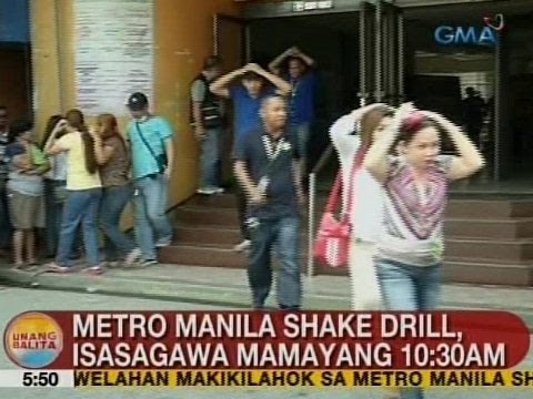 UB: Metro Manila shake drill, isasagawa mamayang 10:30 a.m.