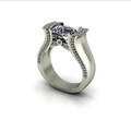 Forever One Oval Brilliant Moissanite Three-Sided Pavé Tension Set Diamond Engagement Ring