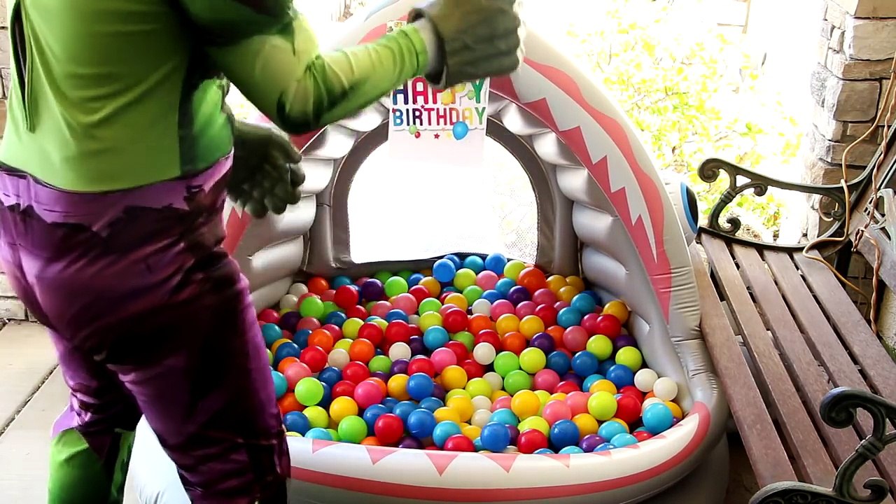 HULK v JOKER w/ Shark Ball Pit Surprise Toys & Slime - Fun Superhero Movie in Real Life