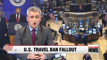 Stocks on Wall Street end lower on Trump's travel ban