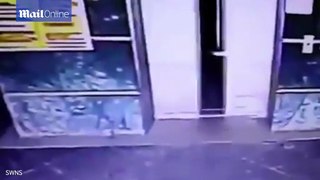Incredible moment mother KICKS her toddler daughter to safety