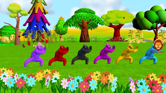 Горилла Finger Семья Потешки | Цвет Горилла Мультфильм Finger Семейные Песни Для Детей