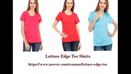 Fuchsia Colour Lettuce Edge T Shirts for Women
