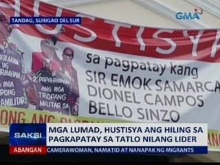 Saksi: Mga Lumad, hustisya ang hiling sa pagkapatay sa tatlo nilang lider