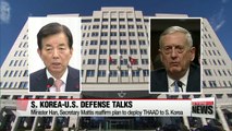 S. Korea, U.S. defense chiefs reaffirm THAAD deployment plan