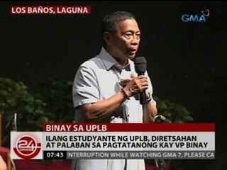 24Oras: Ilang estudyante ng UPLB, diretsahan at palaban sa pagtatanong kay VP Binay