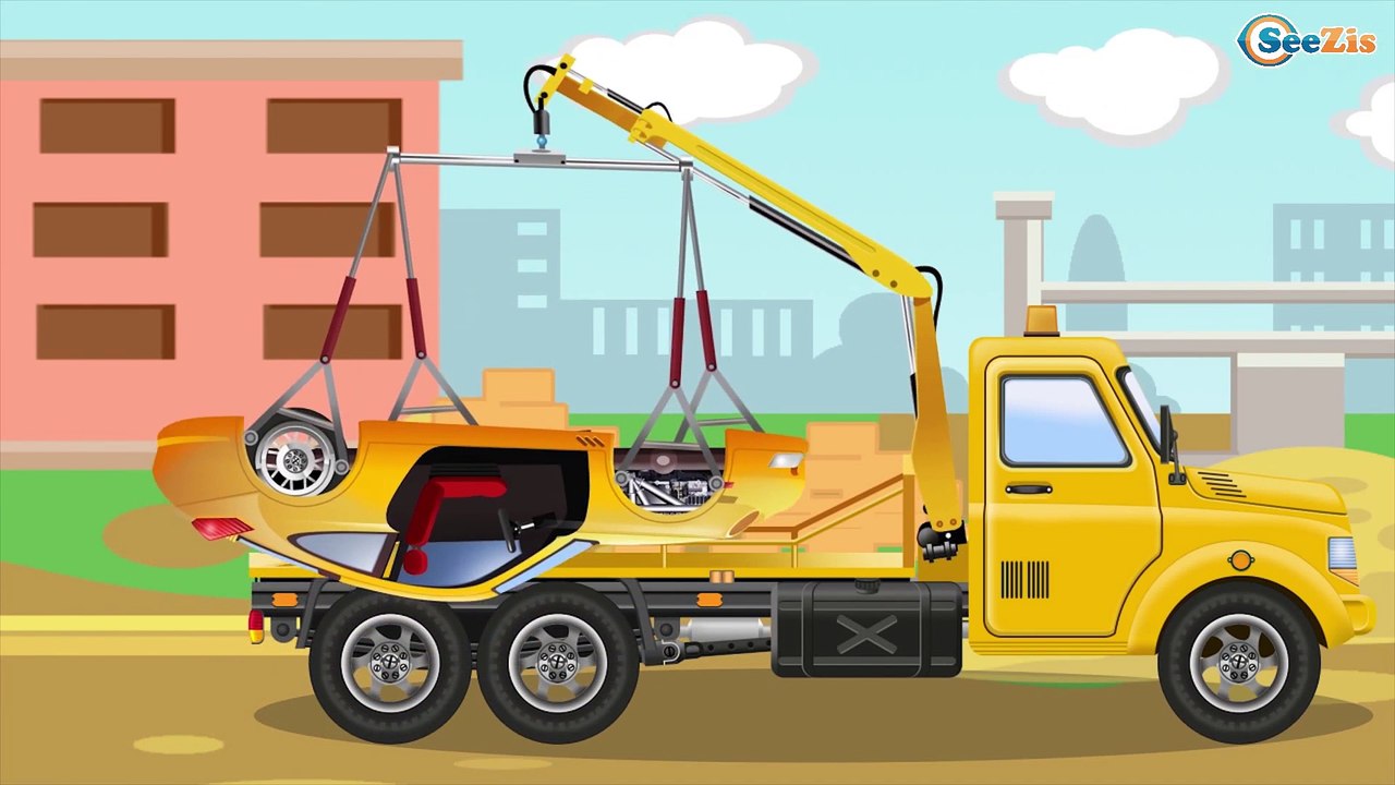 Cars Cartoons about The Crane with The Truck + kids videos compilation with cars, trucks, bus etc