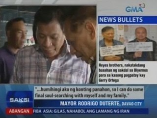 Saksi: Mayor Duterte, humihingi raw ng kaunting panahon para makapagpasya para sa 2016