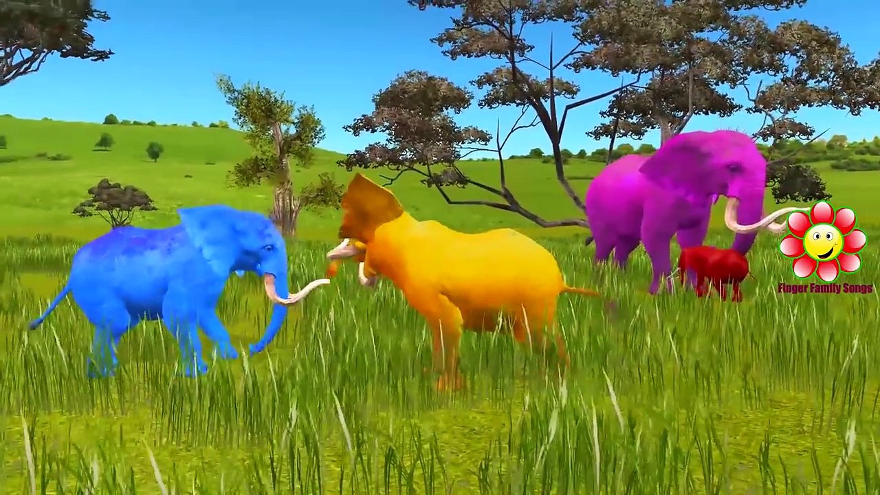 Colors Animals Finger Family Lion Dino T-Rex Tiger Godzilla Elephant Children Nursery Rhymes