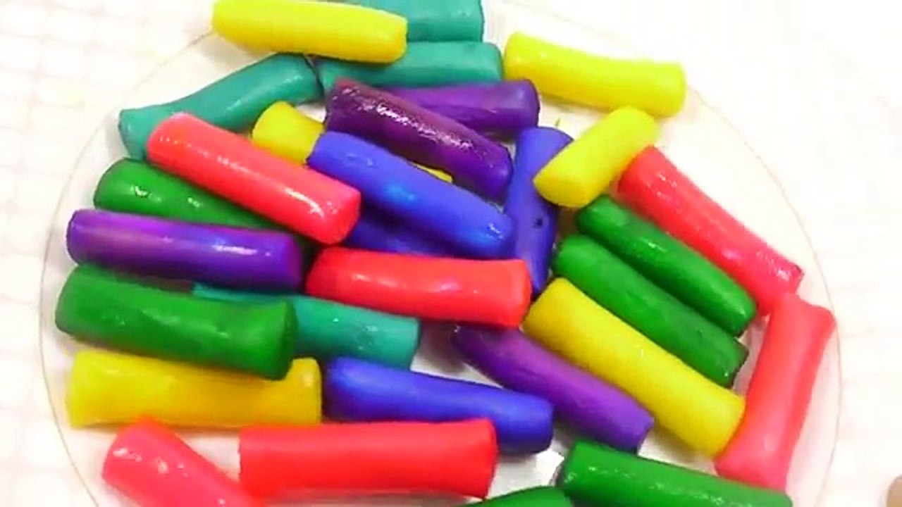 DIY How to Make Cheese Stick Flour Colors Dyeing Learn Colors Slime Clay Toilet Poop