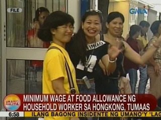 UB: Minimum wage at food allowance ng household worker sa Hong Kong, tumaas