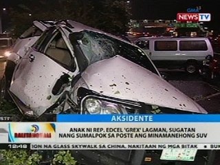 BT: Anak ni Rep. Edcel 'Grex' Lagman, sugatan nang sumalpok sa poste ang minamanehong SUV