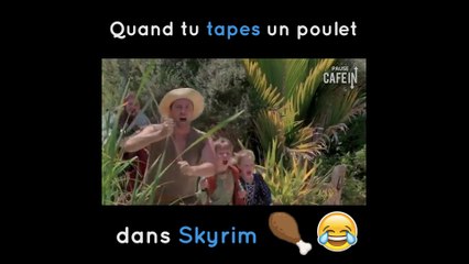 Quand tu tapes un poulet dans Skyrim !