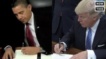 How do President Trump's early executive actions compare to President Obama's?