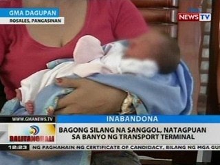 Bagong silang na sanggol, natagpuan sa banyo ng transport terminal