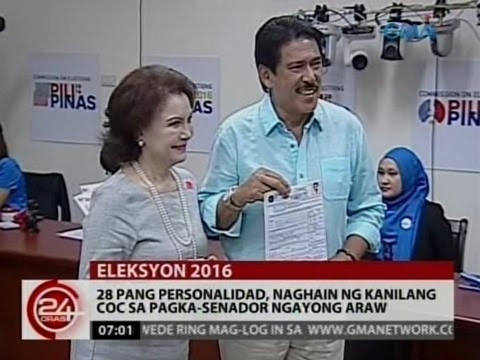 24 Oras: 28 pang personalidad, naghain ng kanilang COC sa pagka-senador ngayong araw