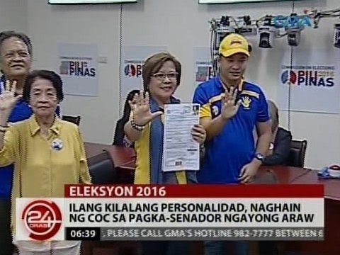 24Oras: Ilang kilalang personalidad, naghain ng COC sa pagka-senador ngayong araw