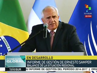 Samper destaca apoyo de la UNASUR al proceso de paz en Colombia