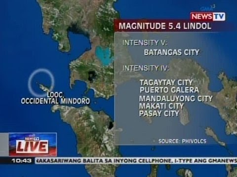 NTVL: Magnitude 5.4 na lindol, naitala ng PHILVOCS kanina malapit sa Looc, Occidental Mindoro