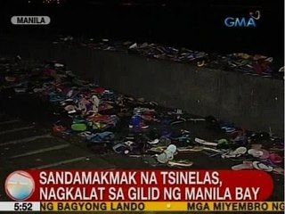 UB: Sandamakmak na tsinelas, nagkalat sa gilid ng Manila Bay
