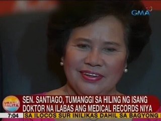 UB: Sen. Santiago, tumangging ilabas ang kanyang medical records
