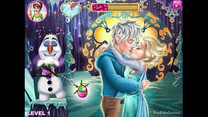 Герои Уолта Диснея Фрозен и Джек целуются. Мультфильм -игра для детей.