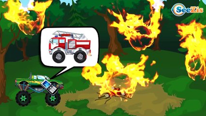 Cartoon for kids - The Fire Truck Adventures - Fire in the forest! Emergency Vehicles Episode 1