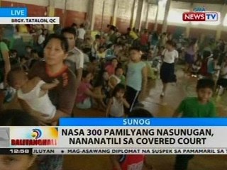 BT: Nasa 300 pamilyang nasunugan, nananatili sa covered court