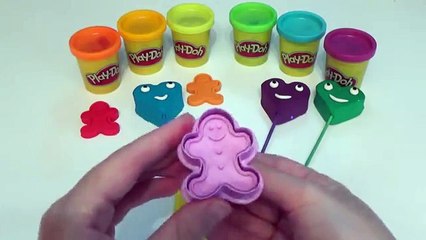 Learn Colors with Playdoh Lollipops Smiley Hearts with Molds Gingerbread Man Creative for Kids