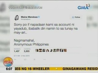UB: Twitter account ni Maine Mendoza, na-hack