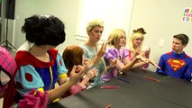 Disney Princesses Go Back To School w/ Green Spiderman and Elsa and Ariel and Beauty and the beast