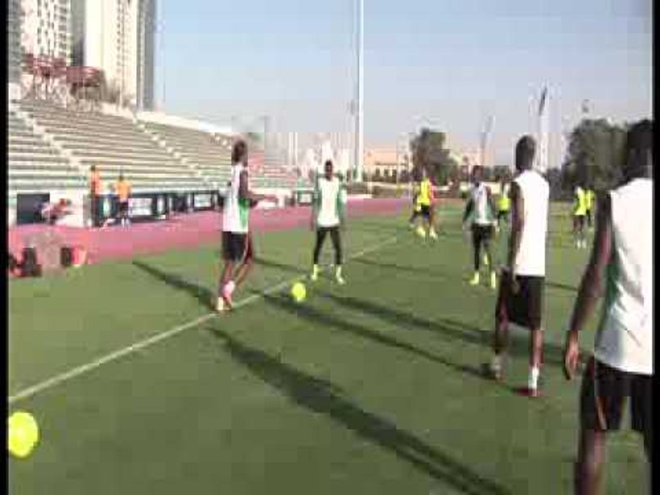 Football/CAN 2013: Seance d'entrainement des Elephants à Abu Dhabi (Emirats Arabes Unis)