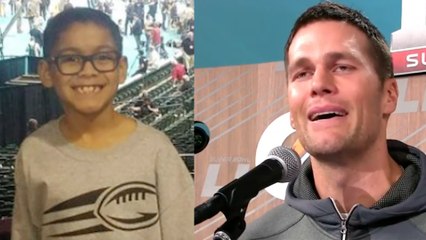 Tom Brady Brought to TEARS by Young Fan Over His Dad at 2017 Super Bowl Media Day