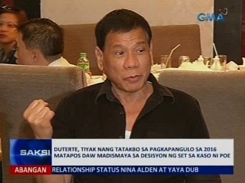 Saksi: Duterte, tiyak nang tatakbo sa pagkapangulo sa 2016