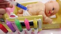 Play Doh Toy Surprise Syringe Slime Baby Doll Bath Time English Learn Colors YouTube